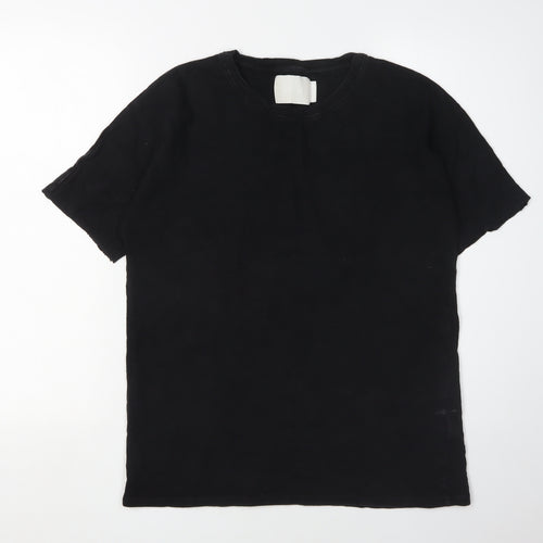 ADYN Men's Black Cotton Crew Neck T-Shirt, Size S