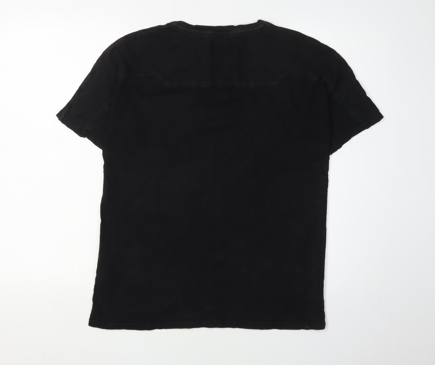 ADYN Men's Black Cotton Crew Neck T-Shirt, Size S