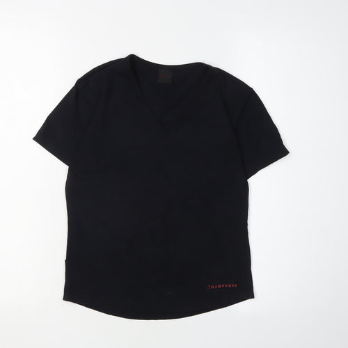 Champneys Black V-Neck T-Shirt M Unisex Casual Wear