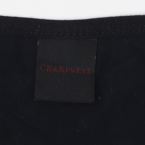 Champneys Black V-Neck T-Shirt M Unisex Casual Wear