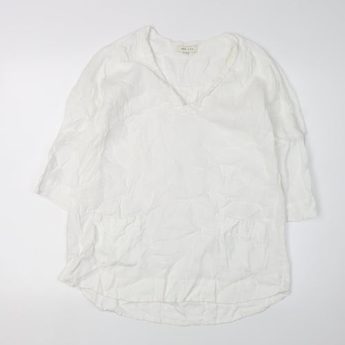 Kew 159 Women’s White Linen Tunic Blouse Size 8