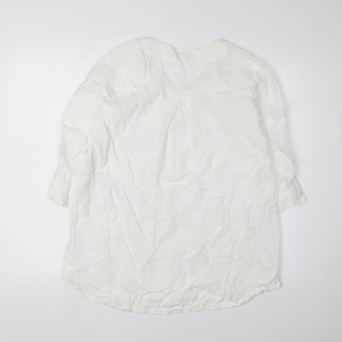 Kew 159 Women’s White Linen Tunic Blouse Size 8