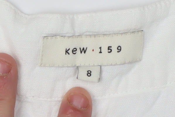 Kew 159 Women’s White Linen Tunic Blouse Size 8