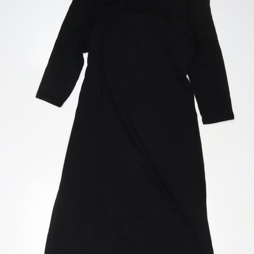 Marks and Spencer Black Midi Dress UK 12 Women Classic