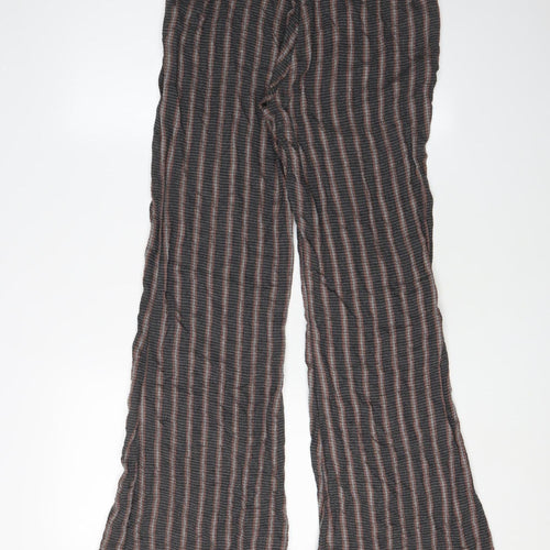 Pull&Bear Women Multicoloured Striped Flared Trousers