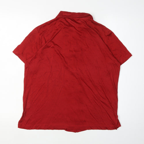 Patra Women's Red Silk Button-Up Shirt Size M