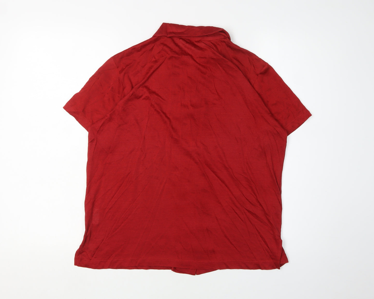 Patra Women's Red Silk Button-Up Shirt Size M