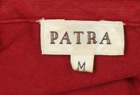 Patra Women's Red Silk Button-Up Shirt Size M