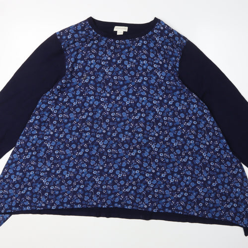 Monsoon Women's Blue Floral Pullover Jumper Size 20