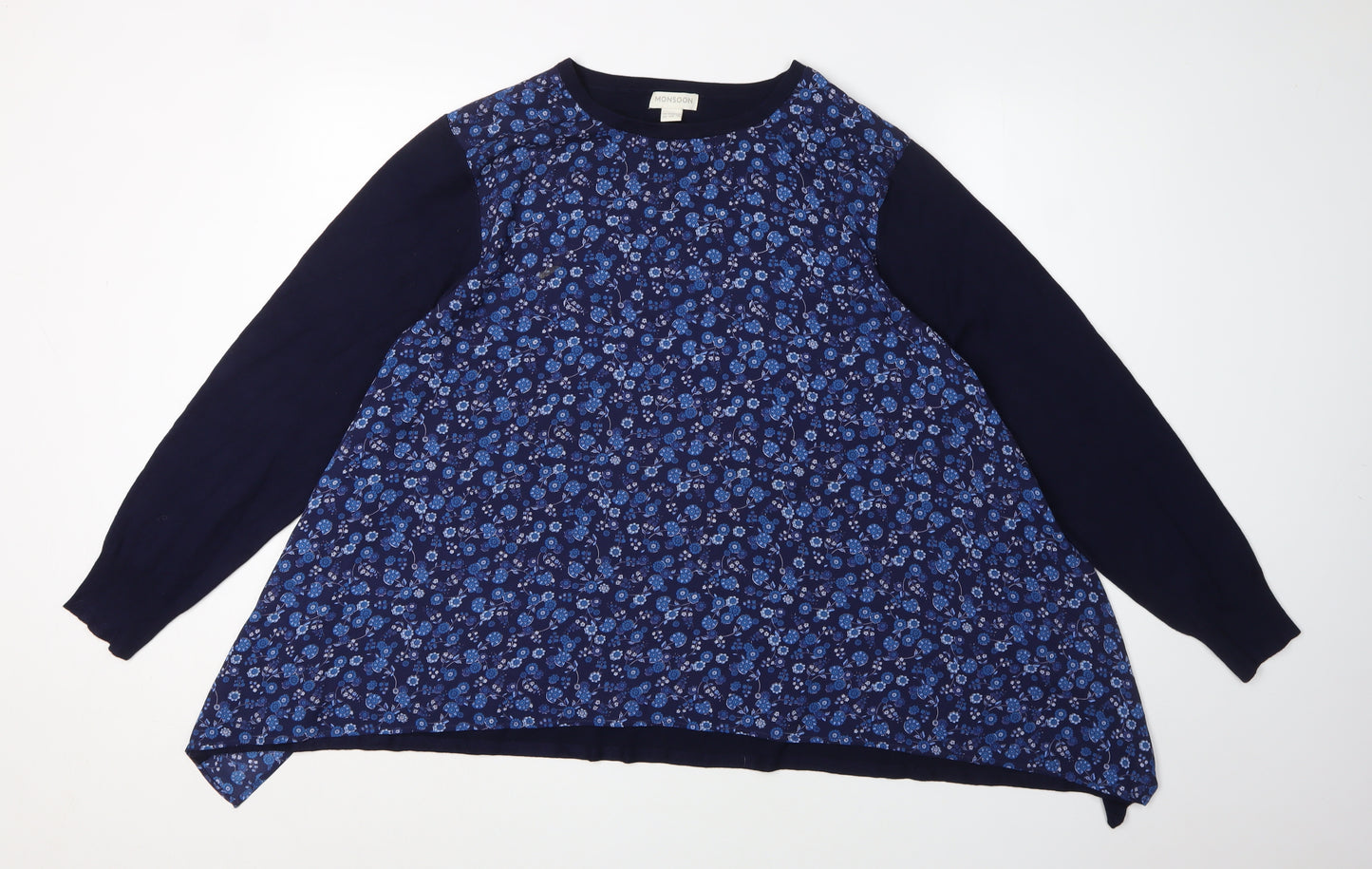 Monsoon Women's Blue Floral Pullover Jumper Size 20