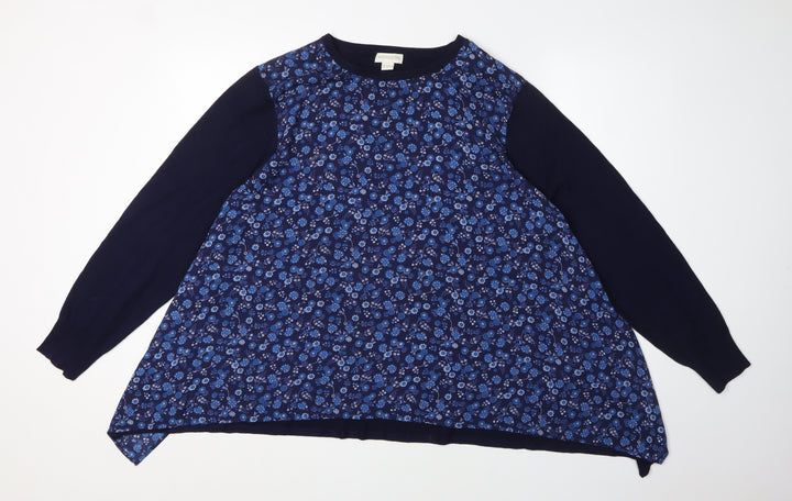 Monsoon Women's Blue Floral Pullover Jumper Size 20