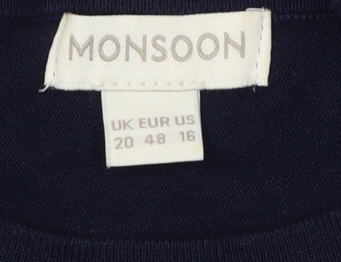 Monsoon Women's Blue Floral Pullover Jumper Size 20