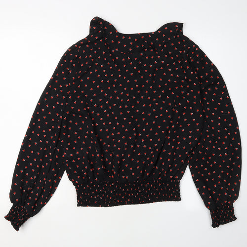 Wallis Women’s Black Heart Print Blouse, Size 12