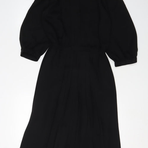 Next Women's Black Midi Shift Dress Size 12 Retro Chic