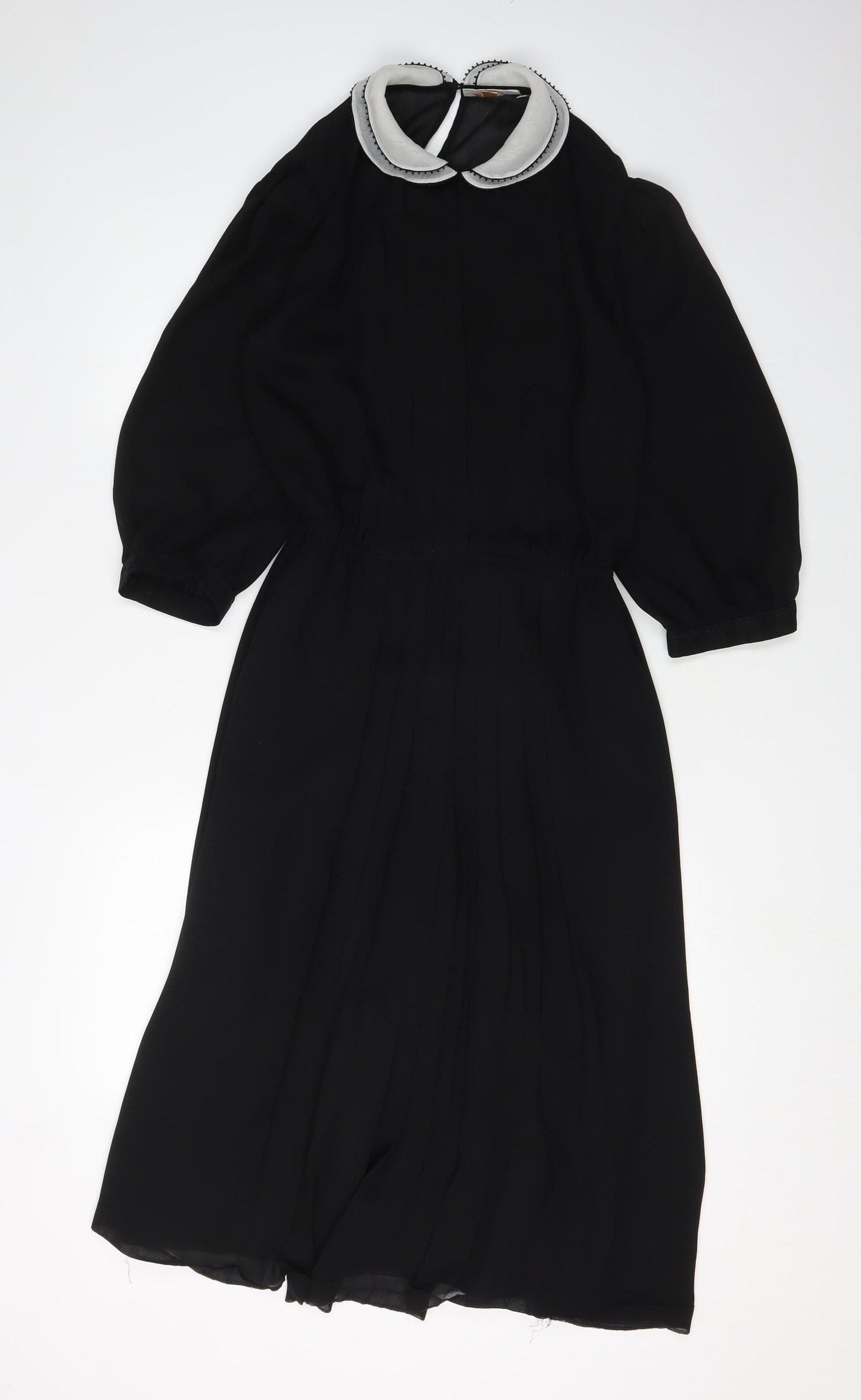 Next Women's Black Midi Shift Dress Size 12 Retro Chic