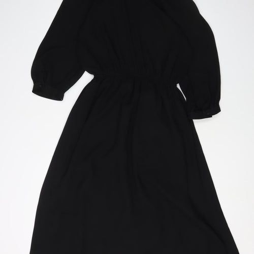 Next Women's Black Midi Shift Dress Size 12 Retro Chic