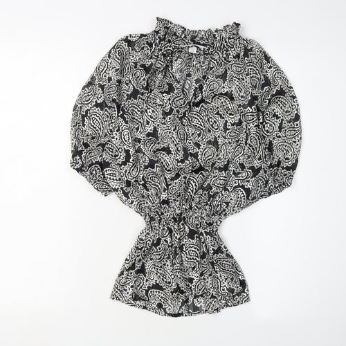 H&M Women’s Black Paisley Tunic Blouse XS