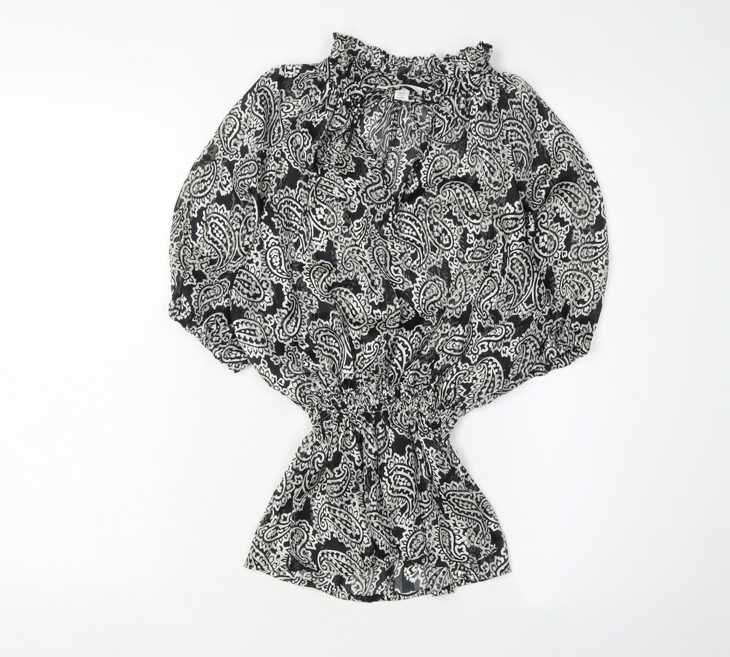 H&M Women’s Black Paisley Tunic Blouse XS