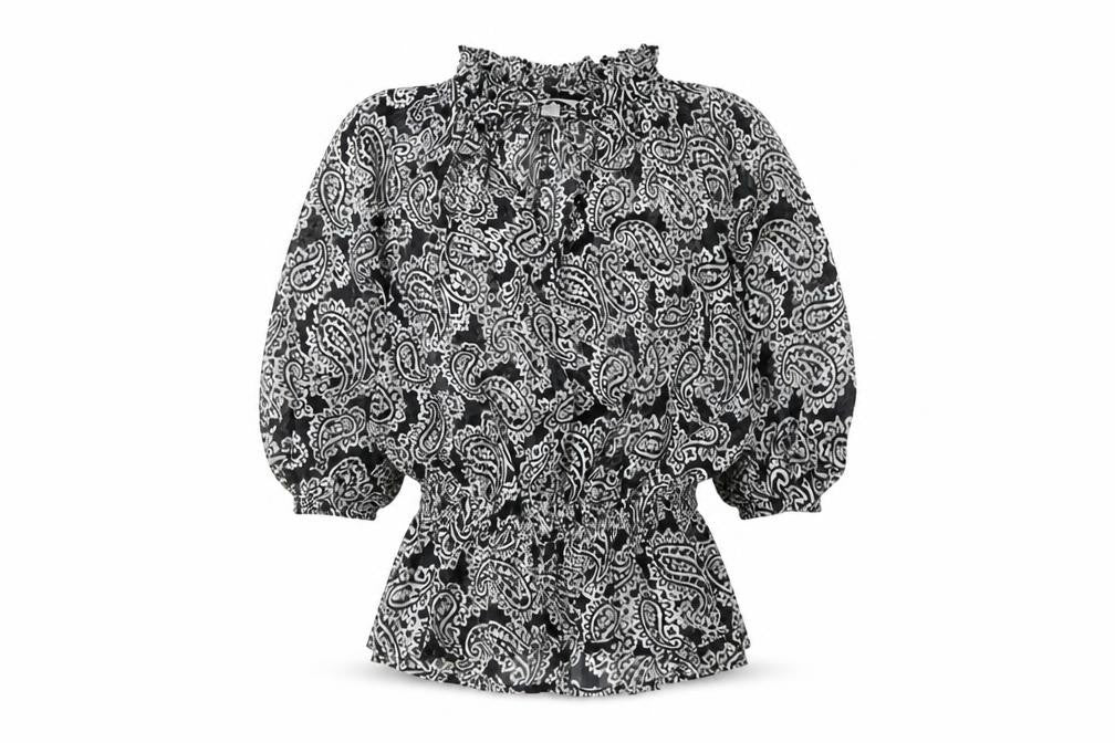 H&M Women’s Black Paisley Tunic Blouse XS