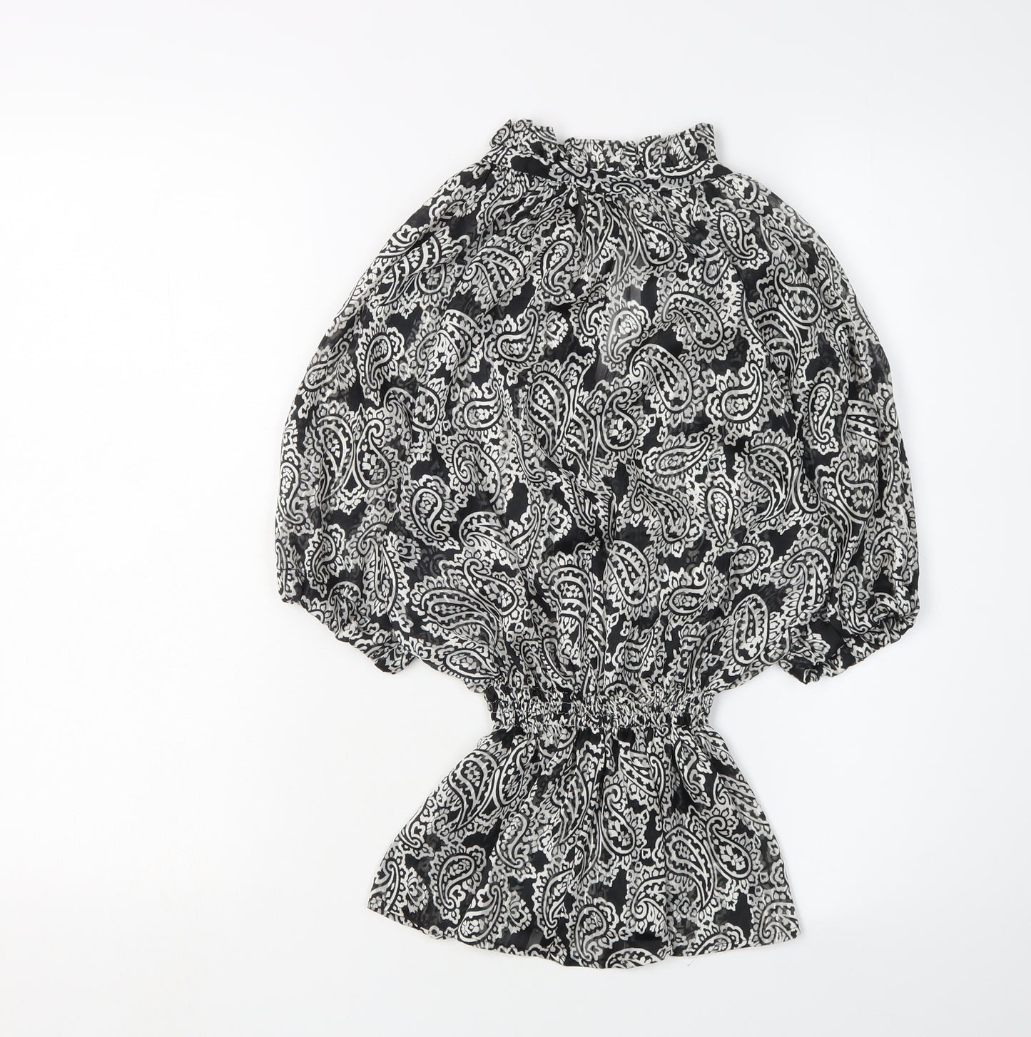 H&M Women’s Black Paisley Tunic Blouse XS