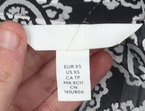 H&M Women’s Black Paisley Tunic Blouse XS