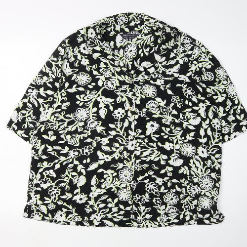 Marks and Spencer Women's Black Floral Button-Up Shirt