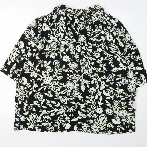 Marks and Spencer Women's Black Floral Button-Up Shirt