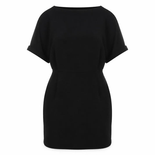 Front view of Elegant Women's Black Shift Dress -, size 12, Formal Wear