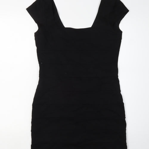 H&M Women's Black Bodycon Mini Dress - Size 12