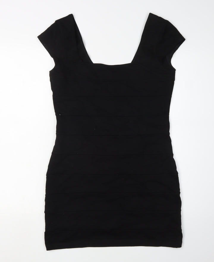 H&M Women's Black Bodycon Mini Dress - Size 12