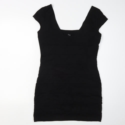 H&M Women's Black Bodycon Mini Dress - Size 12