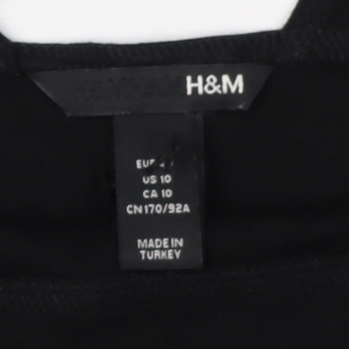 H&M Women's Black Bodycon Mini Dress - Size 12