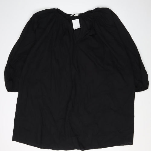 H&M Women's Black Cotton Long Sleeve Dress