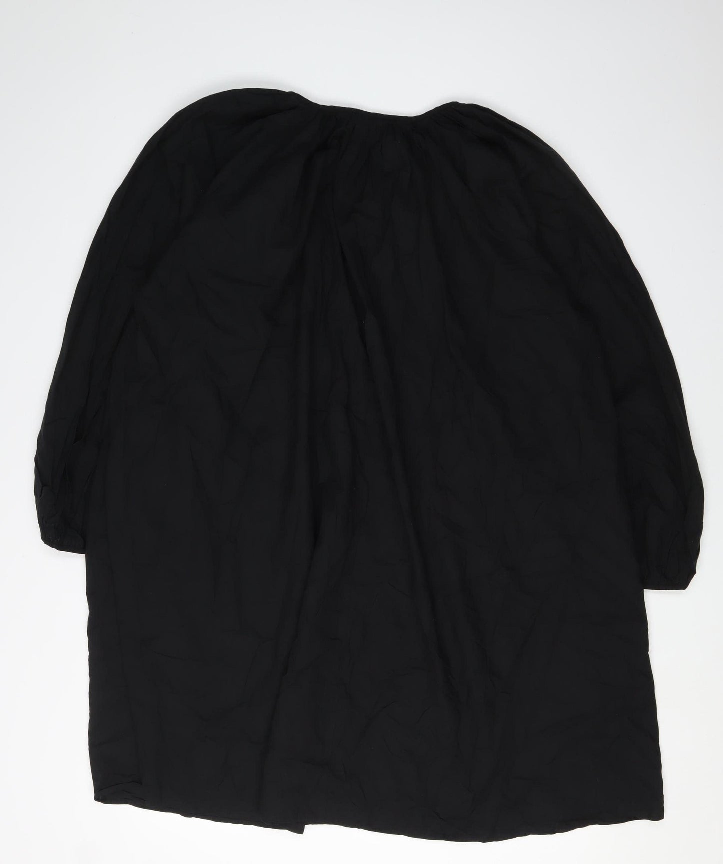 H&M Women's Black Cotton Long Sleeve Dress