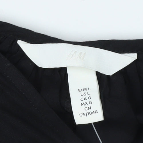 H&M Women's Black Cotton Long Sleeve Dress