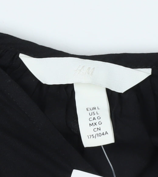 H&M Women's Black Cotton Long Sleeve Dress