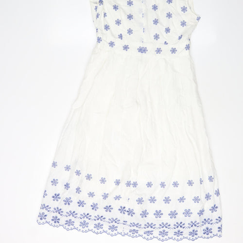 Per Una Women's White 10 A-Line Embroidered Dress