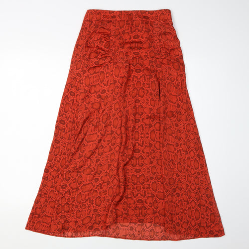 Mango Women's Red A-Line Animal Print Skirt XS