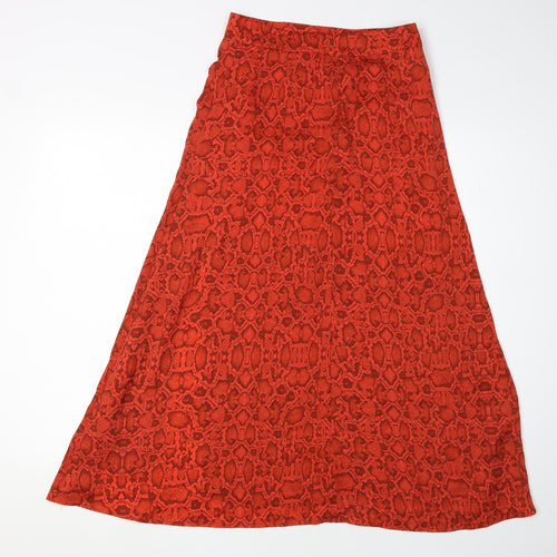 Mango Women's Red A-Line Animal Print Skirt XS