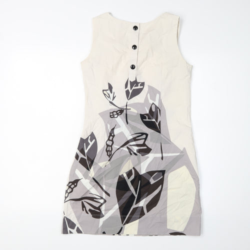 H&M Women's Beige Floral Shift Dress Size 6