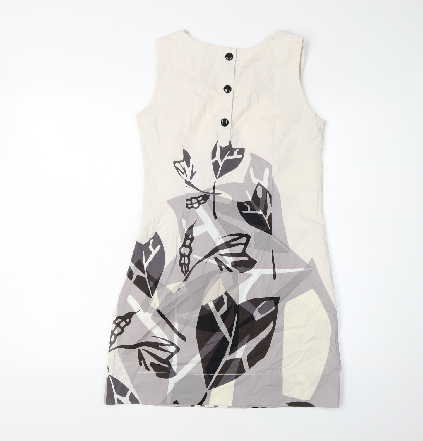 H&M Women's Beige Floral Shift Dress Size 6