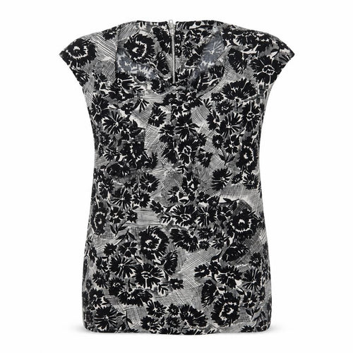 New Look Women's Black Floral Blouse Size 8 Scoop Neck