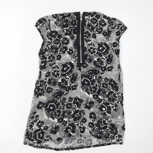 New Look Women's Black Floral Blouse Size 8 Scoop Neck