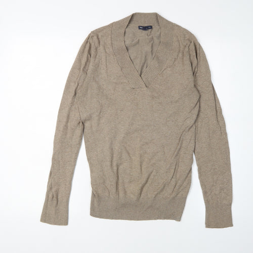 Gap Women's Beige V-Neck Pullover Jumper M