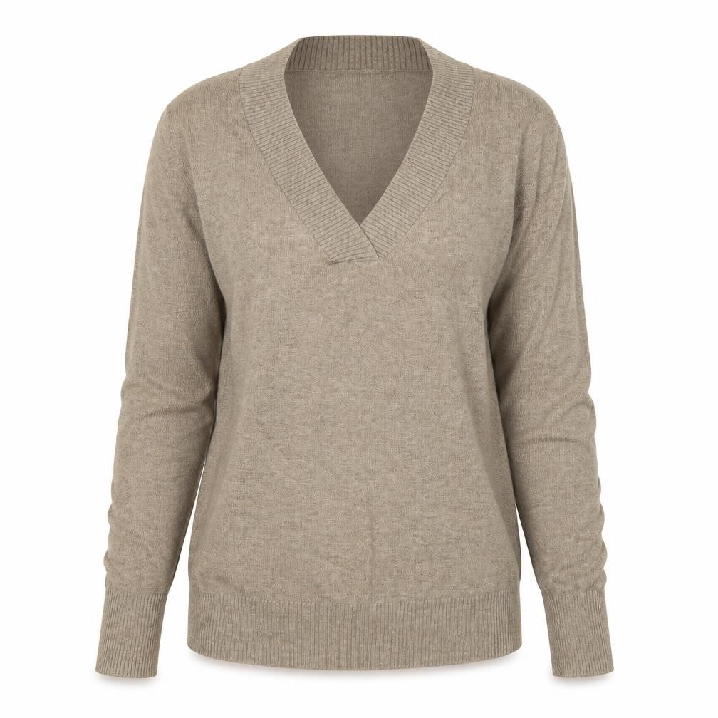 Gap Women's Beige V-Neck Pullover Jumper M