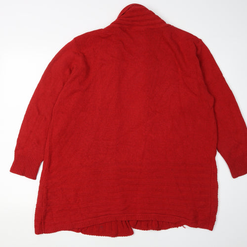 Isle Womens Plus Size Red Cardigan Jumper XL
