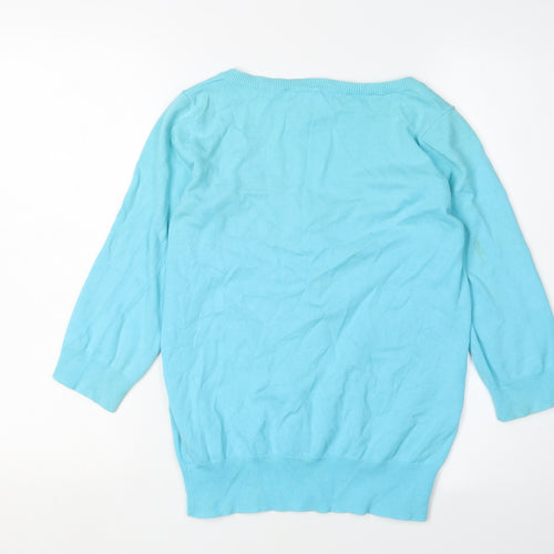 Zaraknit Women's Blue Scoop Neck Cardigan L