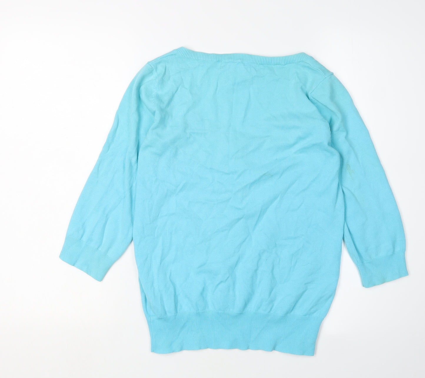 Zaraknit Women's Blue Scoop Neck Cardigan L