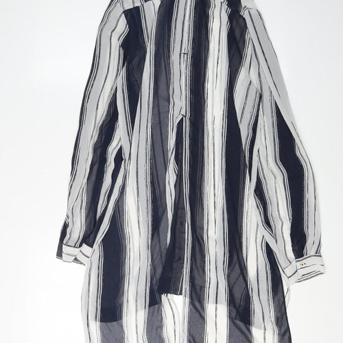 River Island Women's Black Striped Tunic Blouse Size 12