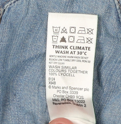 Marks and Spencer Blue Button-Up Denim Shirt, Size 6